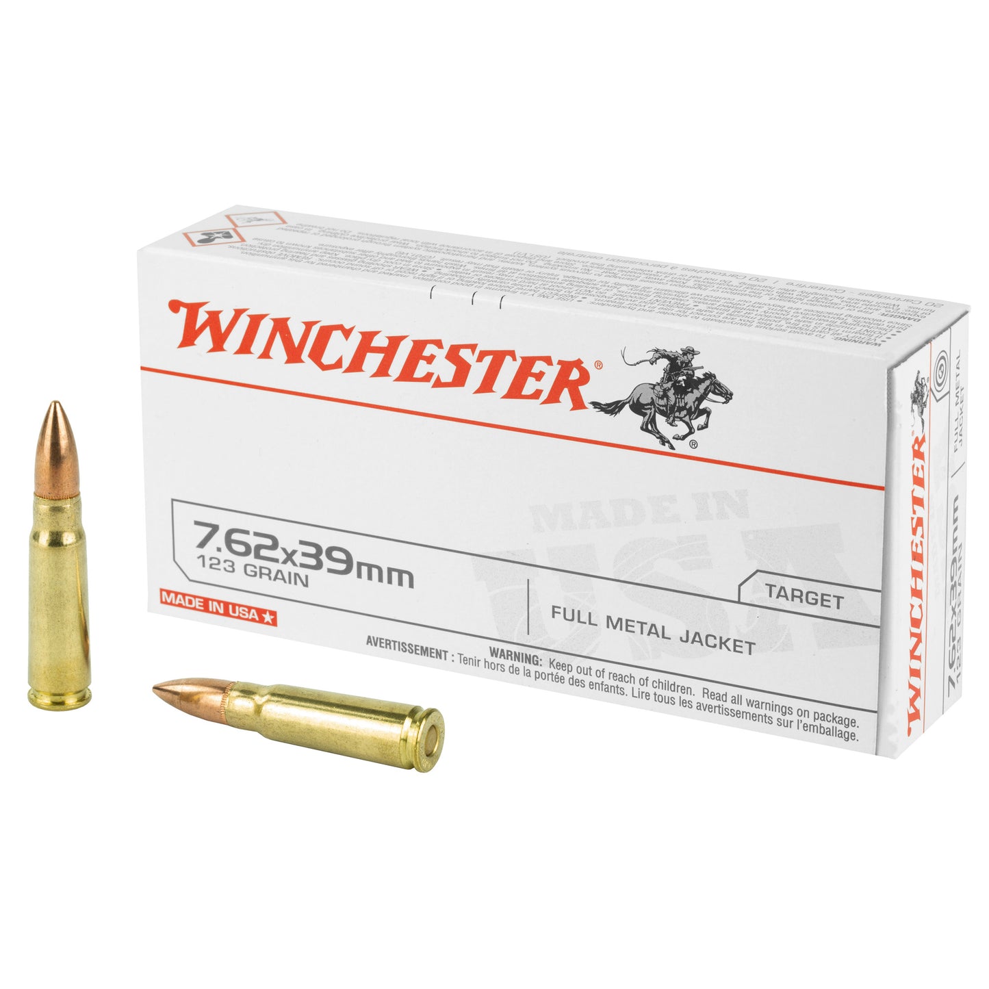 Winchester Ammunition USA 7.62x39mm 123-Grain Full Metal Jacket Ammo (20 Rounds per Box)