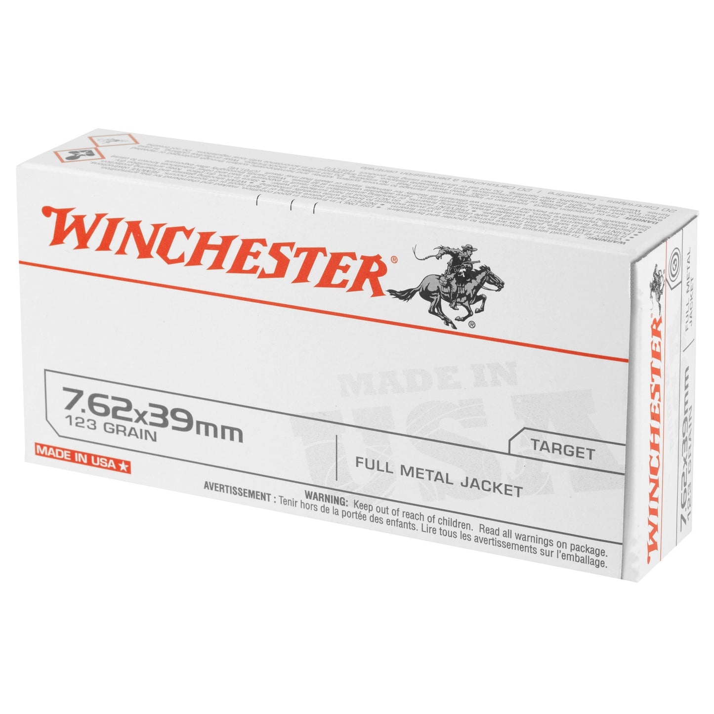 Winchester Ammunition USA 7.62x39mm 123-Grain Full Metal Jacket Ammo (20 Rounds per Box)