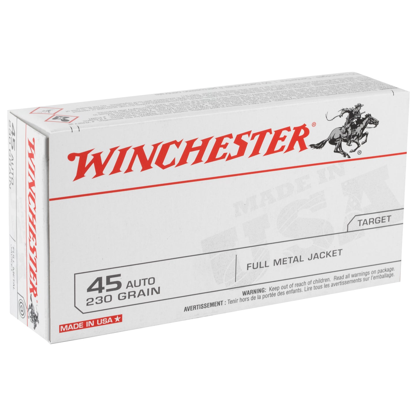 Winchester Ammunition USA 45 ACP 230 Grain Full Metal Jacket Cartridge - Pack of 50