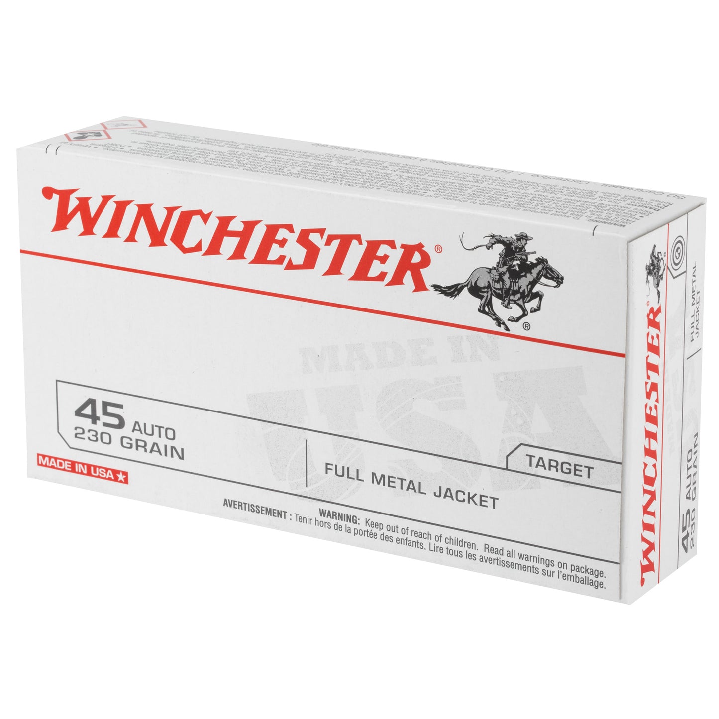 Winchester Ammunition USA 45 ACP 230 Grain Full Metal Jacket Cartridge - Pack of 50
