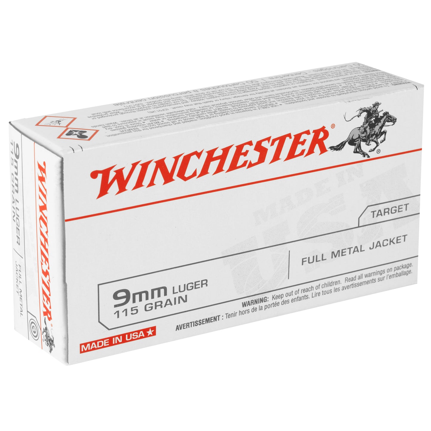 Winchester Ammunition USA 9mm 115-Grain Full Metal Jacket (FMJ) * 50 Rounds Per Box
