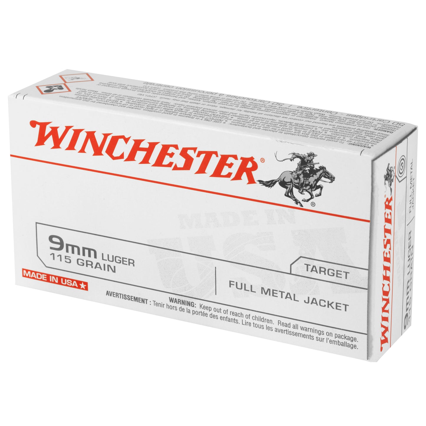 Winchester Ammunition USA 9mm 115-Grain Full Metal Jacket (FMJ) * 50 Rounds Per Box