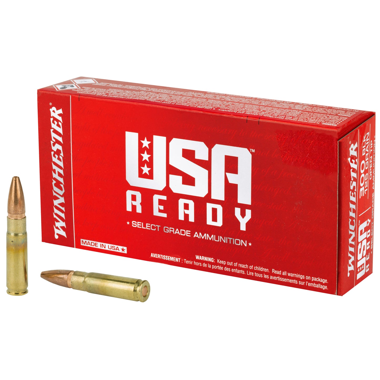 Winchester Ammunition USA Ready 300 Blackout 125 Grain Open Tip - 20 Rounds per Box