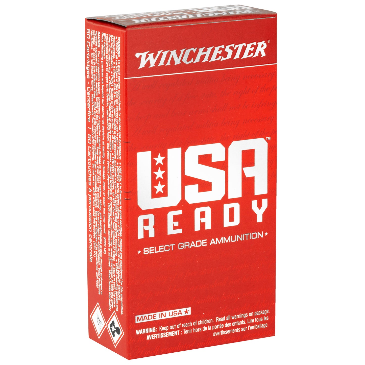 Winchester Ammunition USA Ready 9mm 115-Grain Full Metal Jacket * 50 Rounds Box, 500 Rounds Case