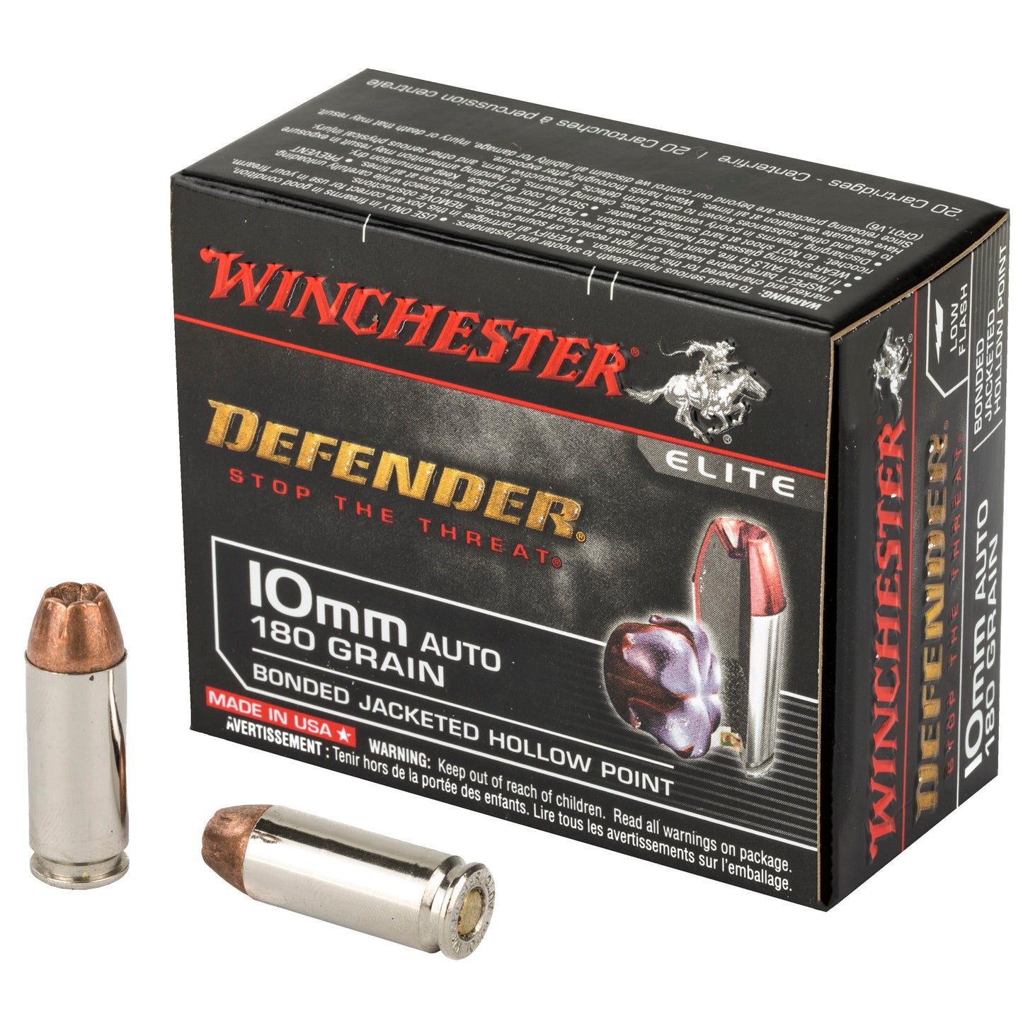 Winchester Ammunition Defender 10mm 180-Grain Hollow Point Ammo - 20 Rounds