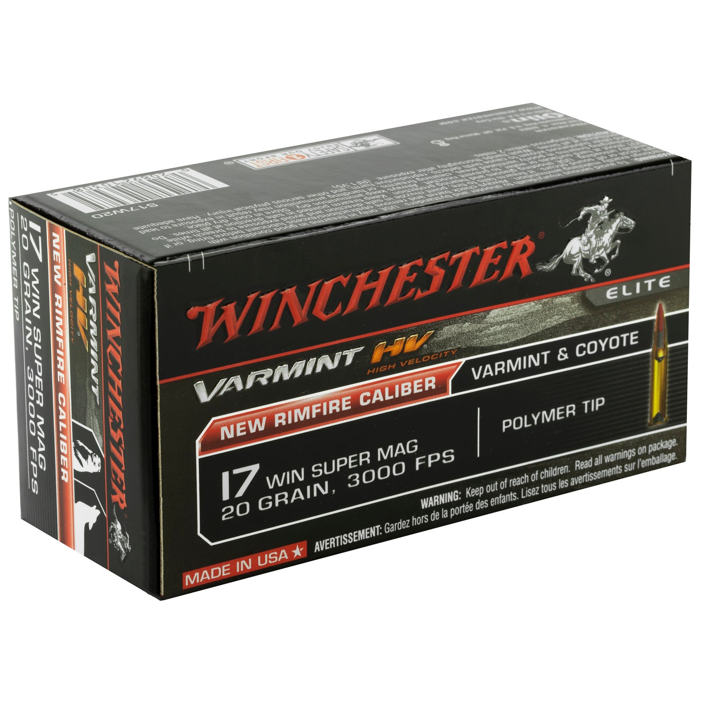 Winchester Ammunition WIN Varmint HV 17 Winchester Super Magnum 20 Grain Polymer Tip - 50 Rounds per Box