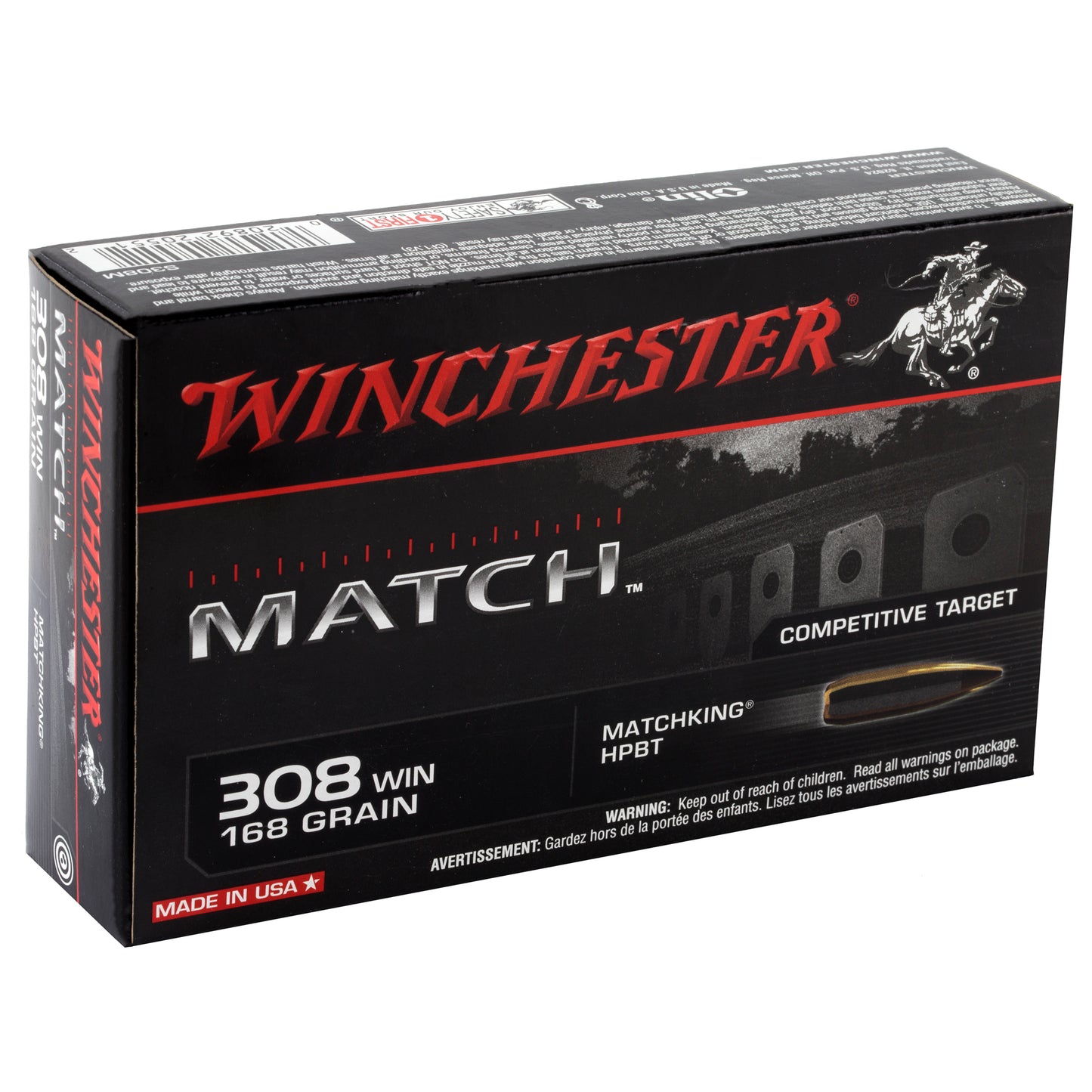 Winchester Ammunition Match 168-Grain Boat Tail Hollow Point .308 Winchester Rifle Ammo (20 Rounds)
