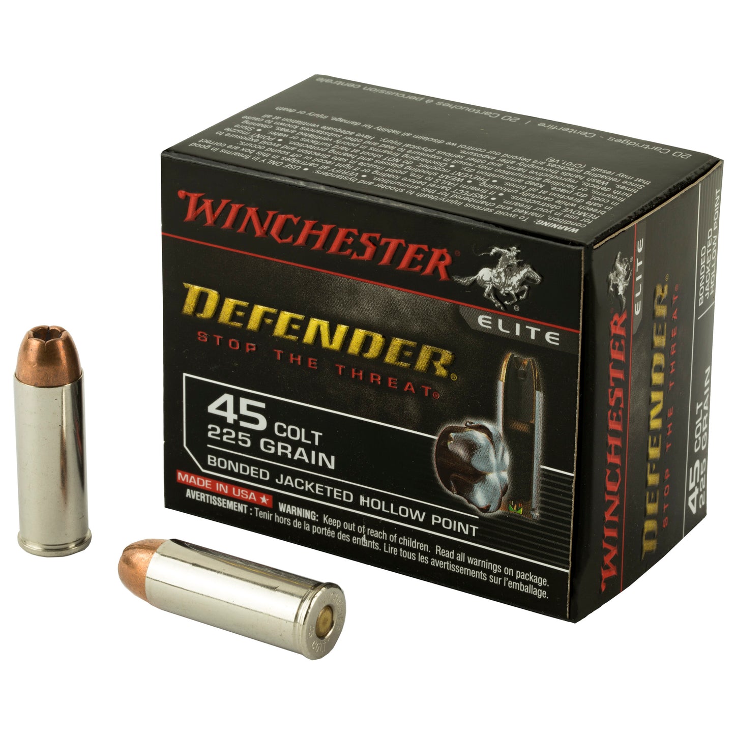 Winchester Ammunition PDX1 Defender .45 Long Colt 225-Grain Hollow Point Ammo - 20 Rounds