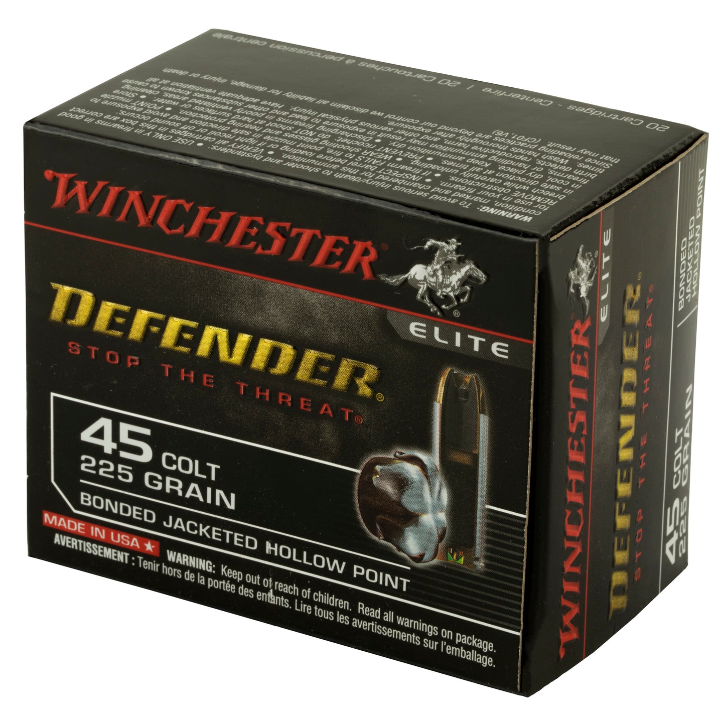 Winchester Ammunition PDX1 Defender .45 Long Colt 225-Grain Hollow Point Ammo - 20 Rounds