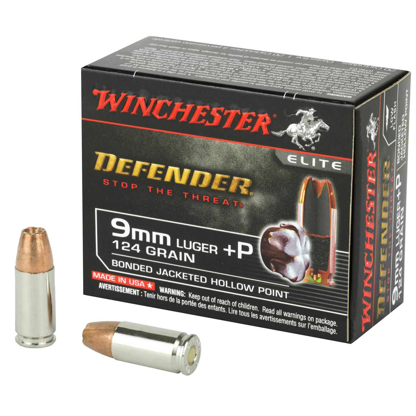 Winchester Ammunition PDX1 Defender 9mm +P 124 Grain Hollow Point * Maximum Stopping Power and Reliable Expansion