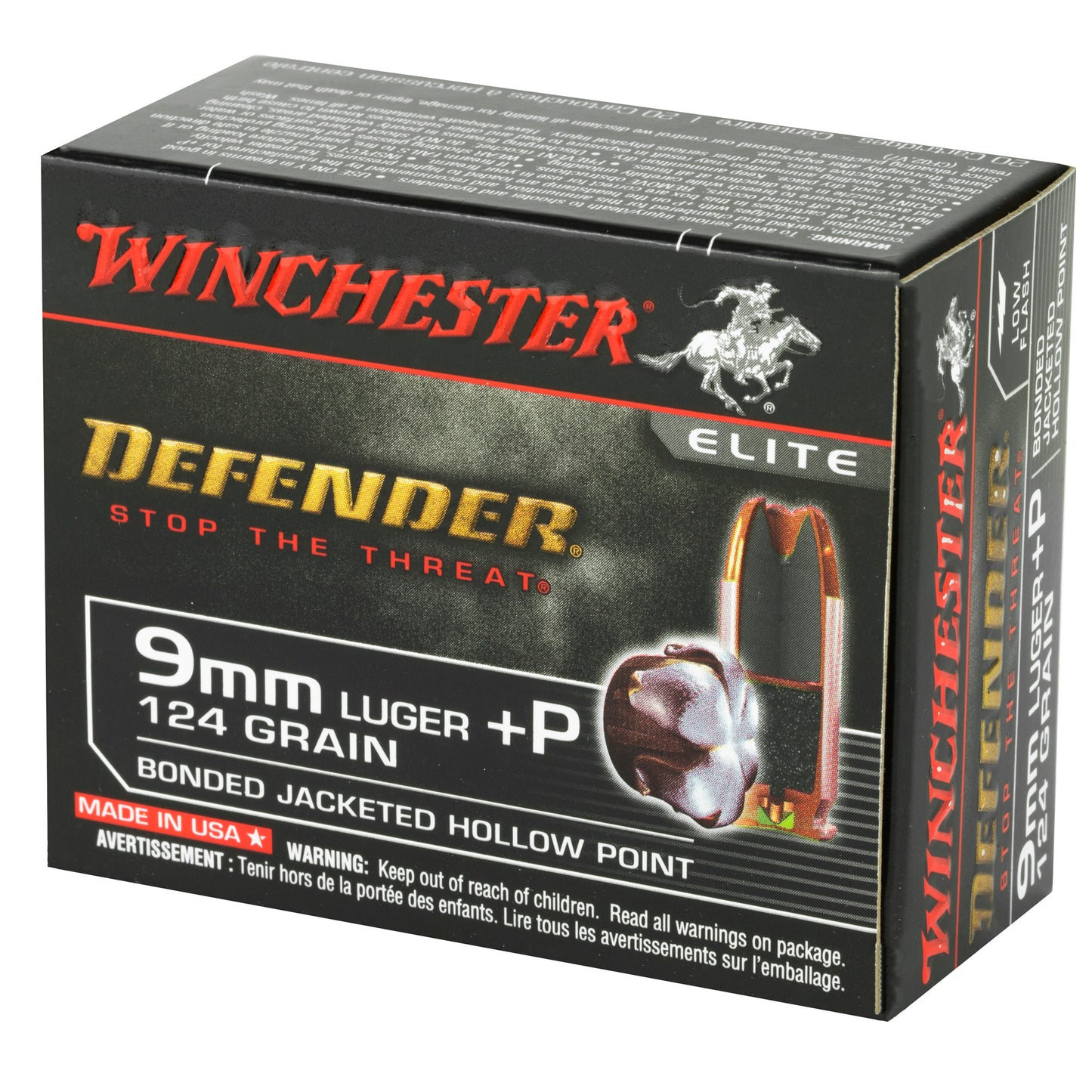 Winchester Ammunition PDX1 Defender 9mm +P 124 Grain Hollow Point * Maximum Stopping Power and Reliable Expansion