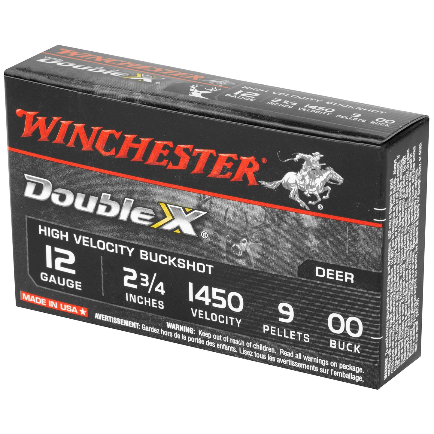Winchester Ammunition Double X 12 Gauge 00 Buckshot Shotshells * High-Velocity Hard Copper Plated Buckshot for Long-Range Performance