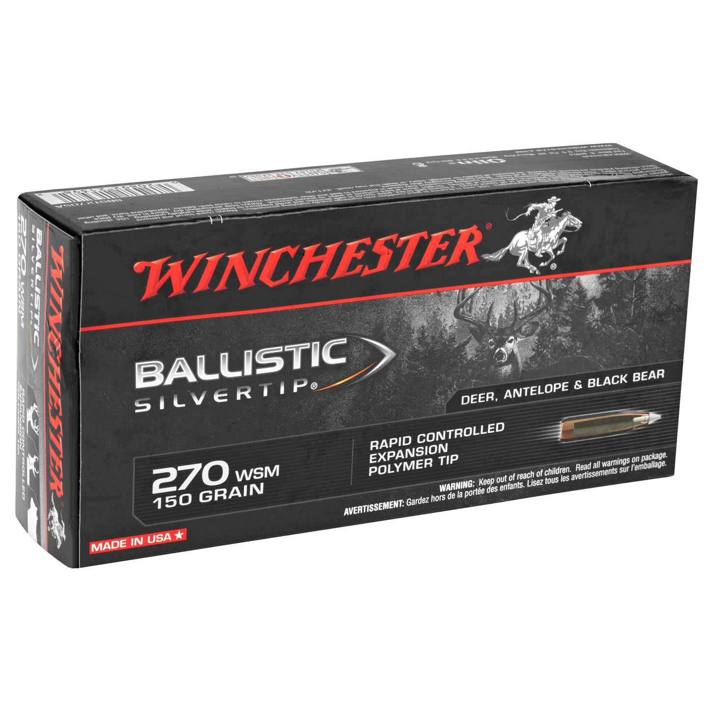 Winchester Ammunition Ballistic Silvertip .270 Winchester Short Magnum 150 Grain Polymer Tip - 20 Rounds per Box