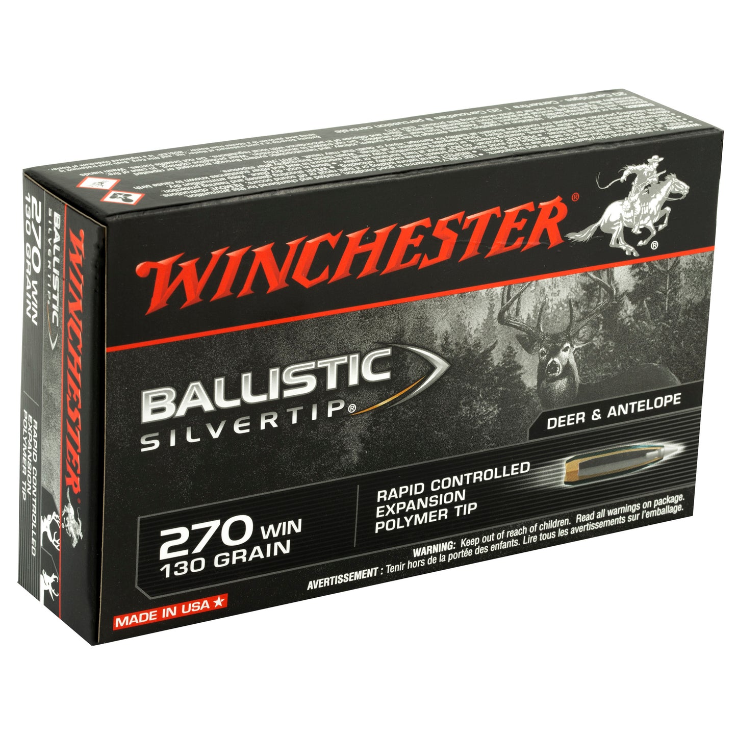 Winchester Ammunition Ballistic Silvertip .270 Winchester 130 Grain Polymer Tip, 20 Rounds Per Box