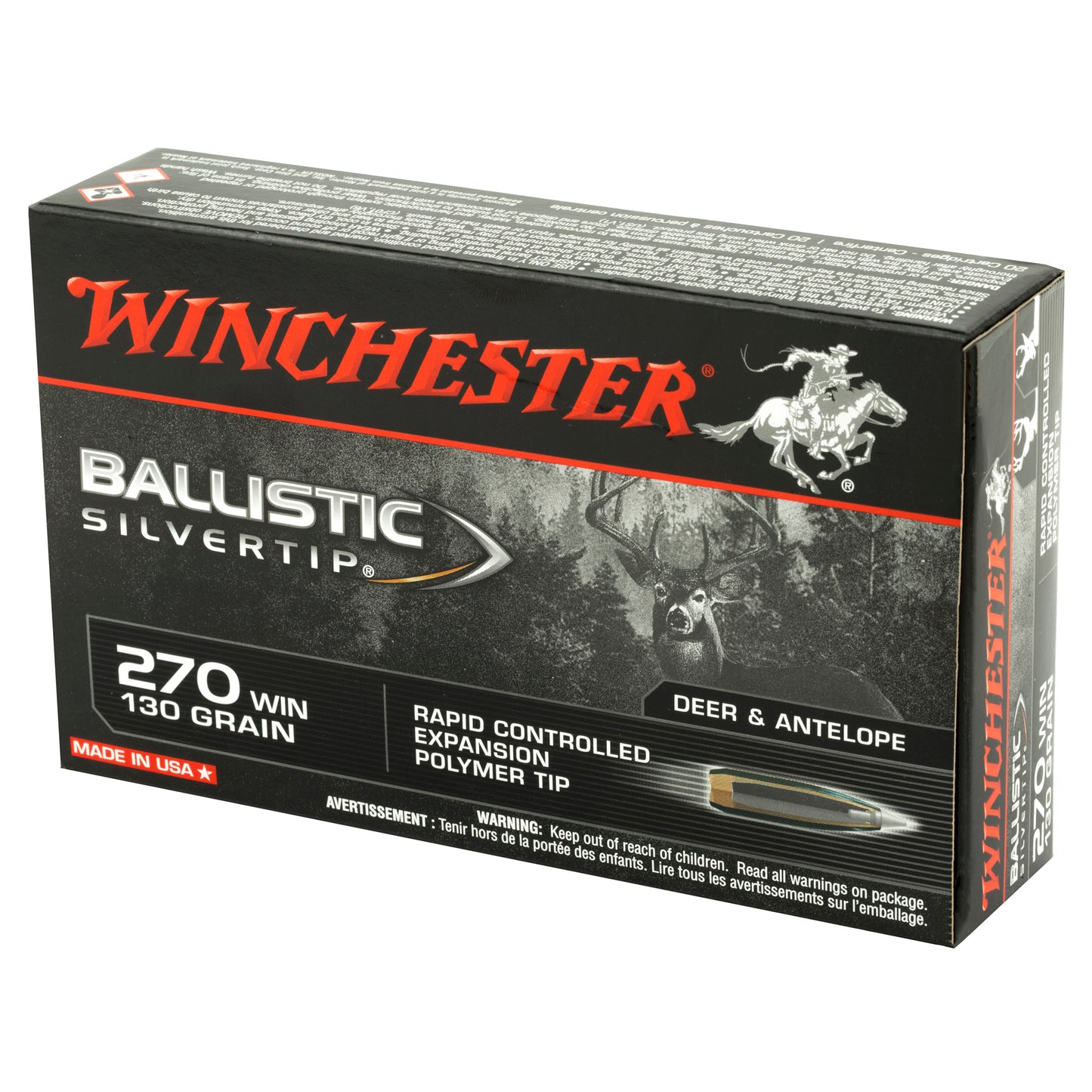 Winchester Ammunition Ballistic Silvertip .270 Winchester 130 Grain Polymer Tip, 20 Rounds Per Box