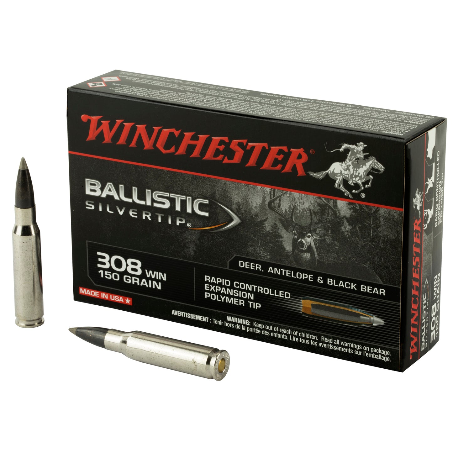 Winchester Ammunition Ballistic Silvertip .308 Winchester 150-Grain Polymer Tip (20 Rounds per Box)