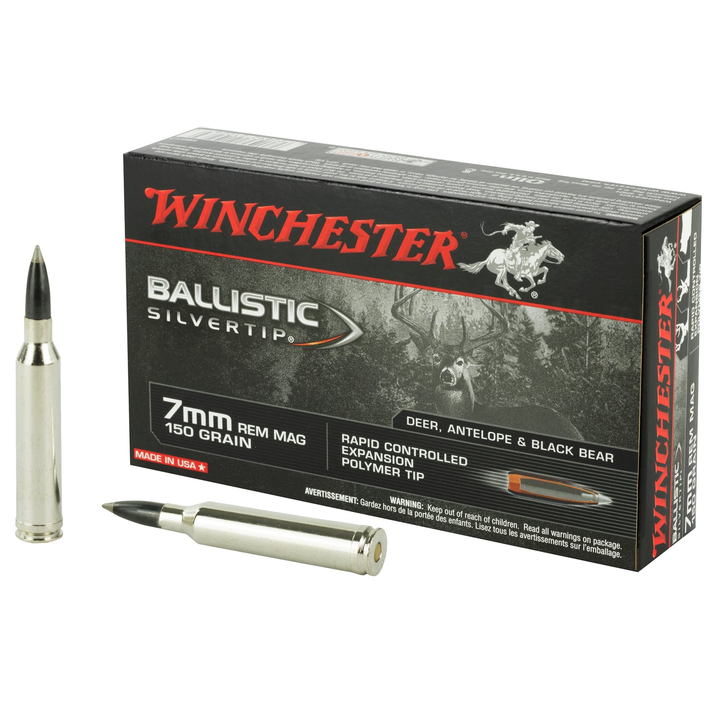 Winchester Ammunition Ballistic Silvertip 7mm Remington 150-Grain Polymer Tip Bullets (20 per Box, 200 per Case)