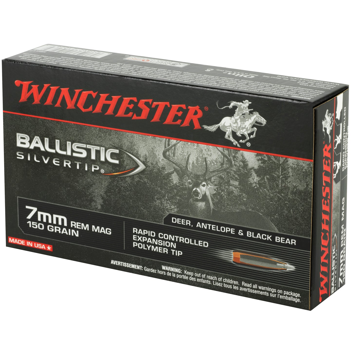 Winchester Ammunition Ballistic Silvertip 7mm Remington 150-Grain Polymer Tip Bullets (20 per Box, 200 per Case)