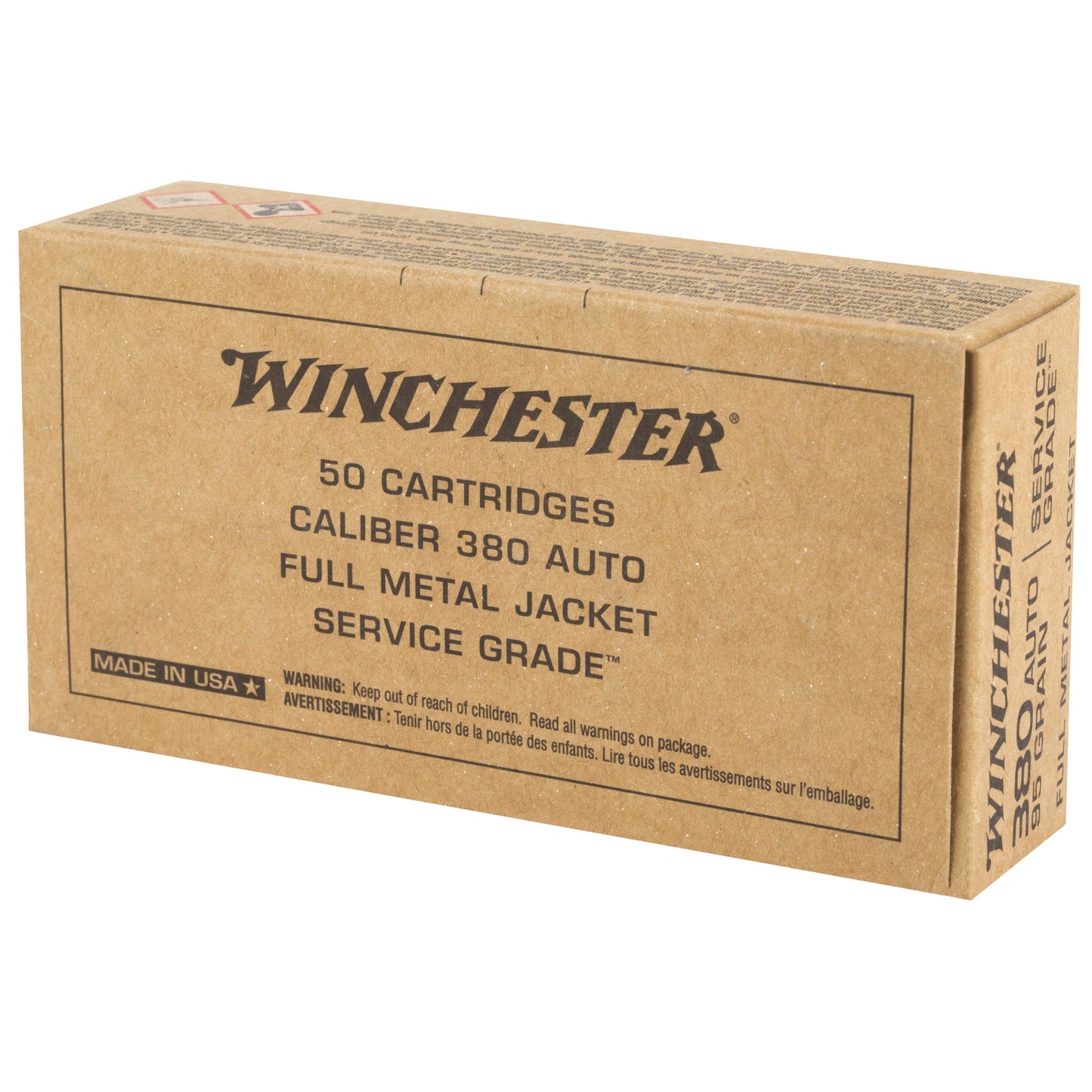 Winchester Ammunition Service Grade .380 ACP 95 Grain Full Metal Jacket * 50 Rounds Per Box