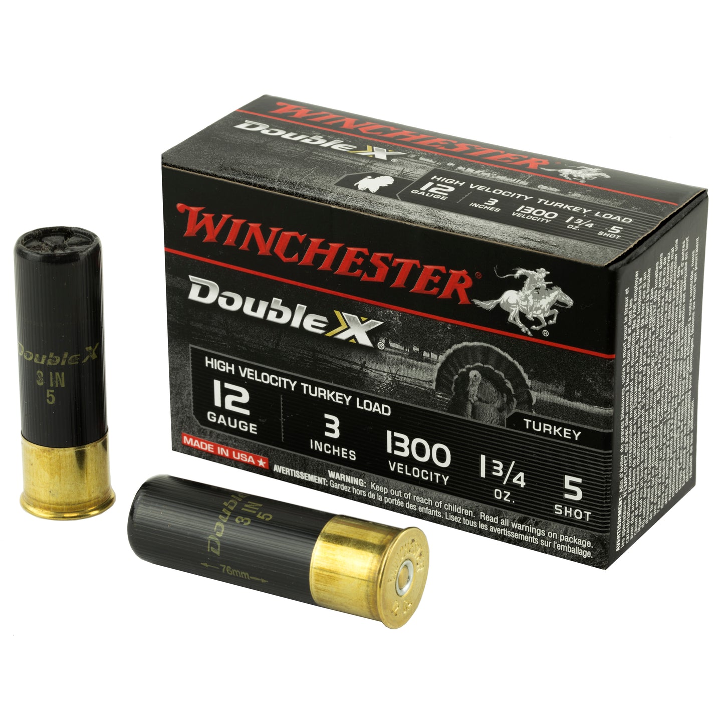 Winchester Ammunition Double X 12 Gauge Shotshells * High-Velocity, Copper Plated Lead, 1.75 oz, #5 Shot