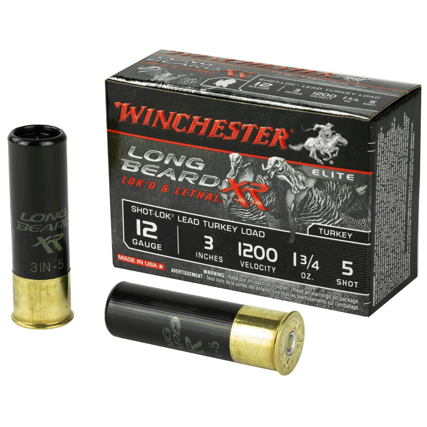 Winchester Ammunition Longbeard XR Turkey Shotshell 12 Gauge, 1.75 oz #5 - 10 Rounds per Box