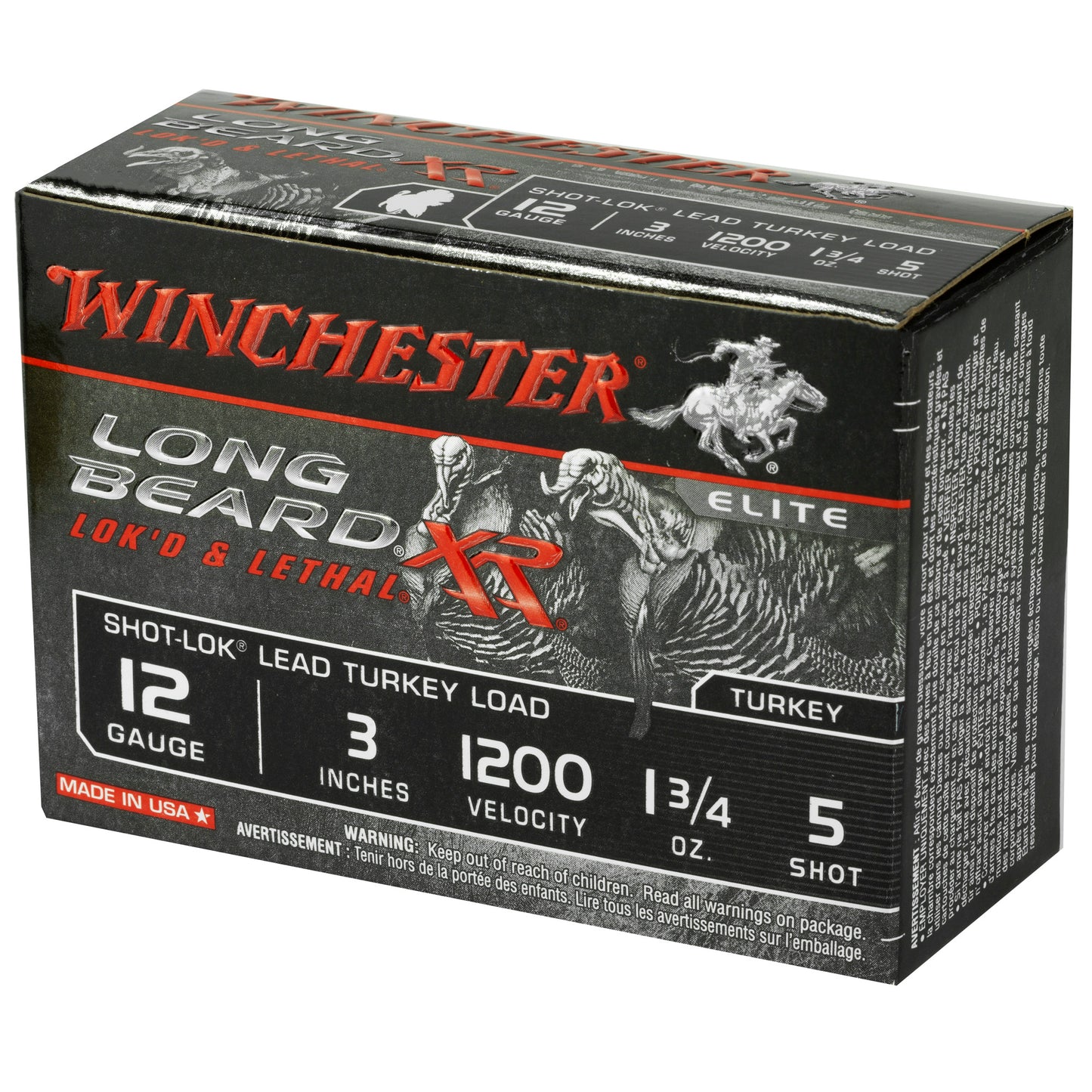 Winchester Ammunition Longbeard XR Turkey Shotshell 12 Gauge, 1.75 oz #5 - 10 Rounds per Box