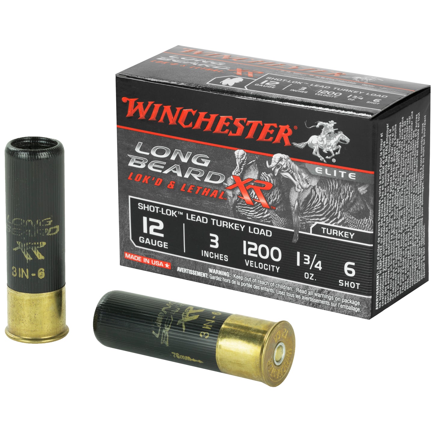 Winchester Ammunition Long Beard XR 12 Gauge Turkey Shotshells - 1.75 oz, #6 Shot, 10 Rounds per Box