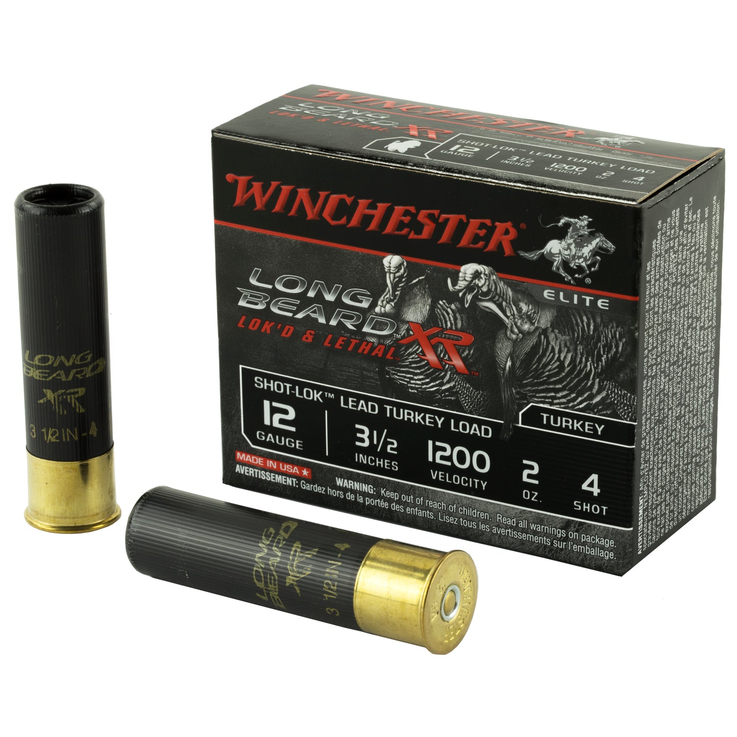 Winchester Ammunition Long Beard XR 12 Gauge 3.5-Inch Shotshells, 2 oz #4 Shot, 10 Rounds per Box