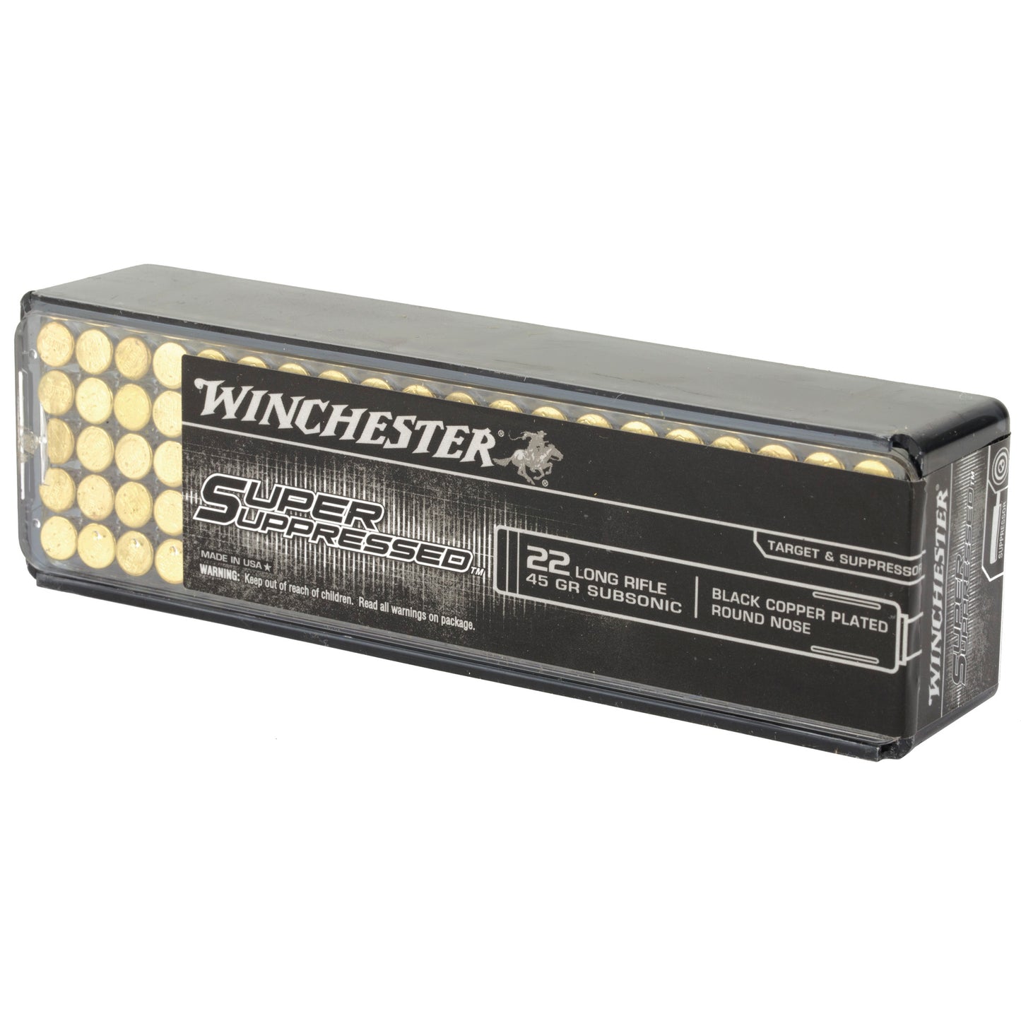 Winchester Ammunition Super Suppressed .22 LR 45 Grain Copper Plated Round Nose * Noise-Reducing Shooting Experience