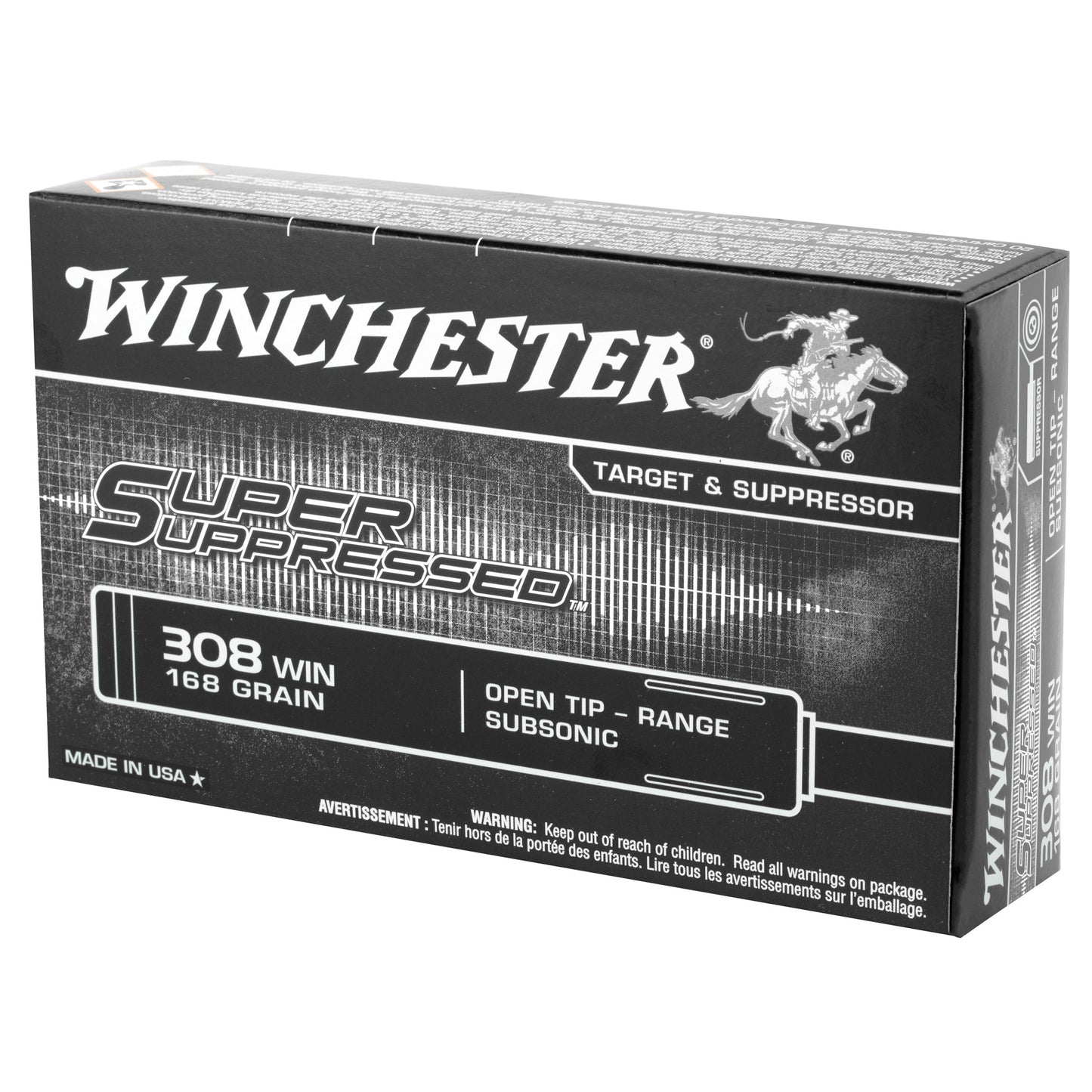 Winchester Ammunition Super Suppressed .308 Winchester 168 Grain Open Tip * 20 Rounds Per Box