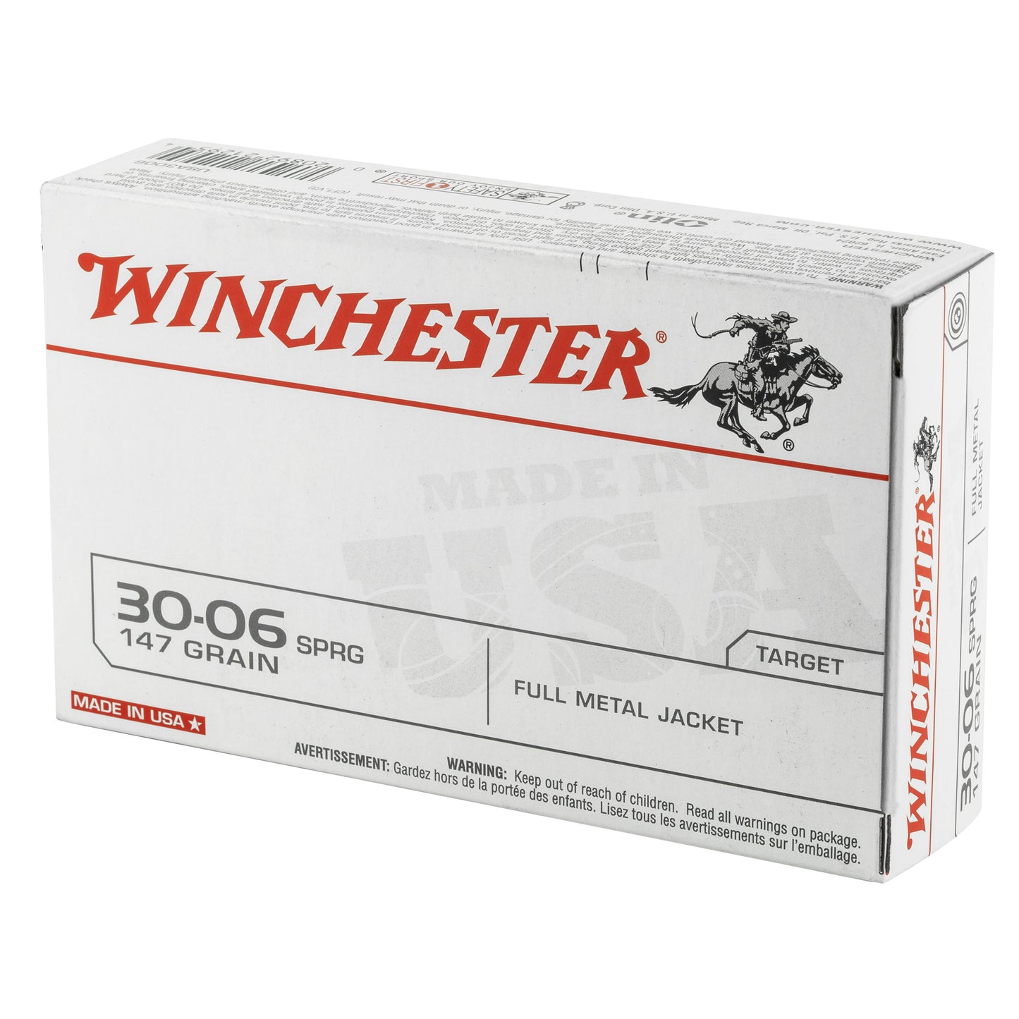 Winchester Ammunition USA 3006 Springfield 147-Grain Full Metal Jacket Ammo - Pack of 20