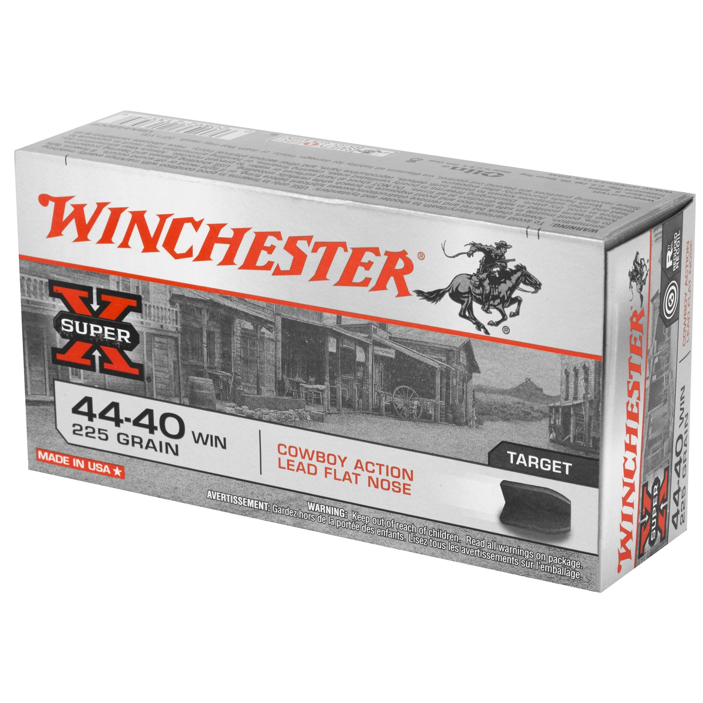 Winchester Ammunition USA 44-40 225-Grain Lead Flat Nose Cartridge - 50 Rounds