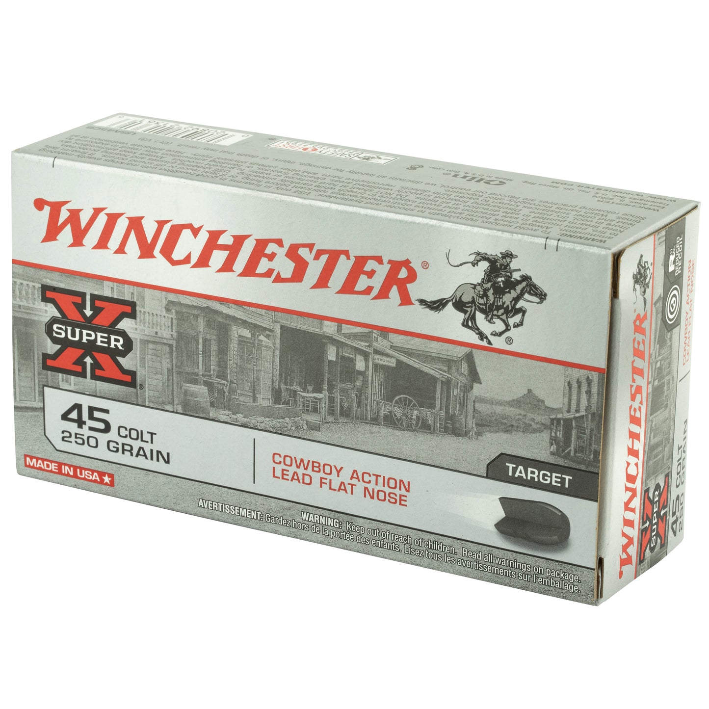 Winchester Ammunition USA45CB 45 Long Colt 250-Grain Lead Flat Nose Cartridge - 50 Rounds per Box