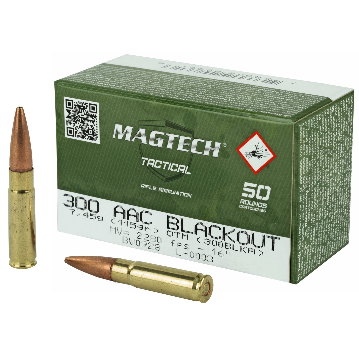 Magtech First Defense 300 Blackout 115 Grain Hollow Point Ammunition * 50 Rounds / Box, 1000 Rounds / Case