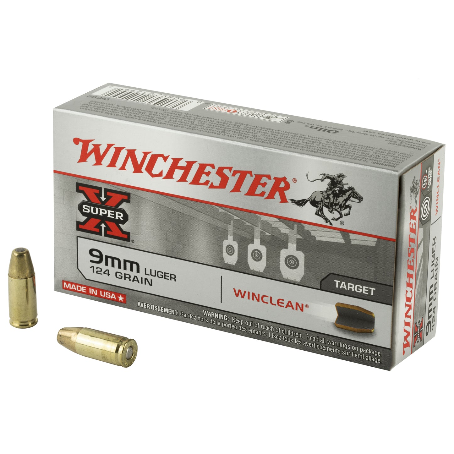 Winchester Ammunition Super-X Super Clean 9mm 124 Grain Brass Enclosed Base * 50 Rounds per Box, 500 per Case