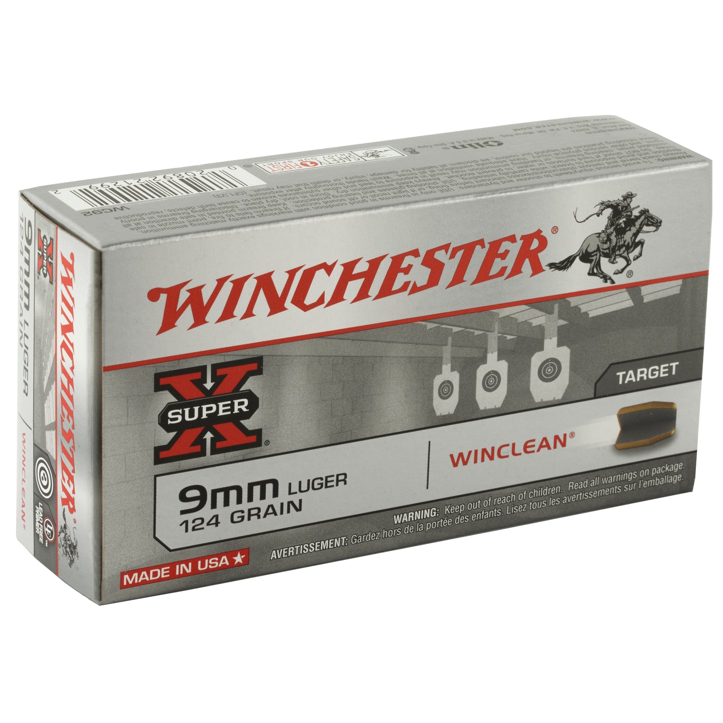Winchester Ammunition Super-X Super Clean 9mm 124 Grain Brass Enclosed Base * 50 Rounds per Box, 500 per Case