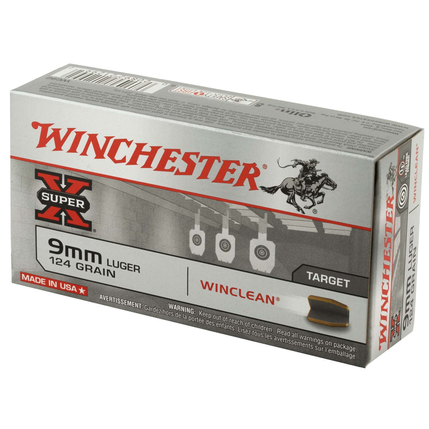 Winchester Ammunition Super-X Super Clean 9mm 124 Grain Brass Enclosed Base * 50 Rounds per Box, 500 per Case