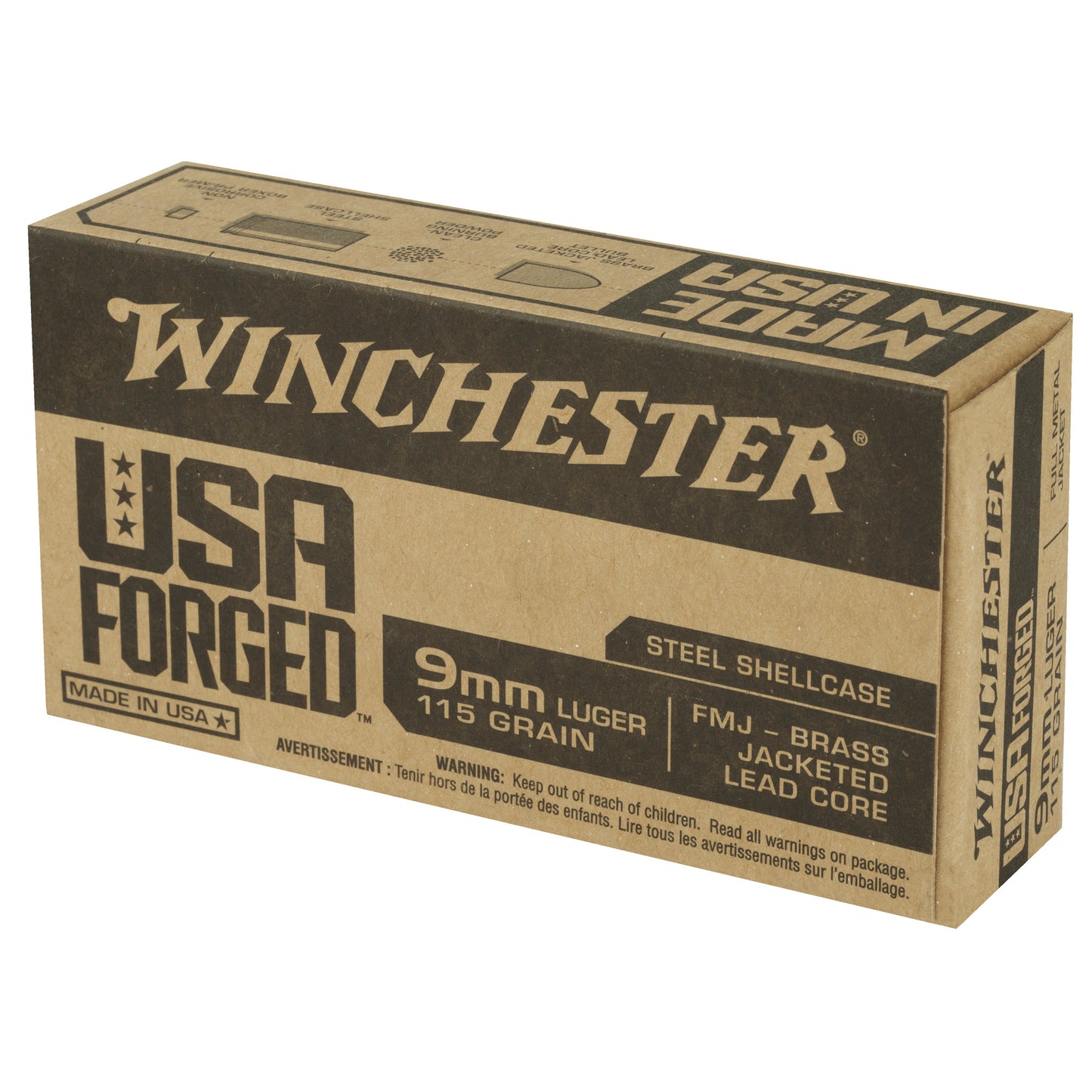 Winchester Ammunition USA Forged 9mm 115-Grain Full Metal Jacket Steel Case Ammo * Pack of 50 Rounds