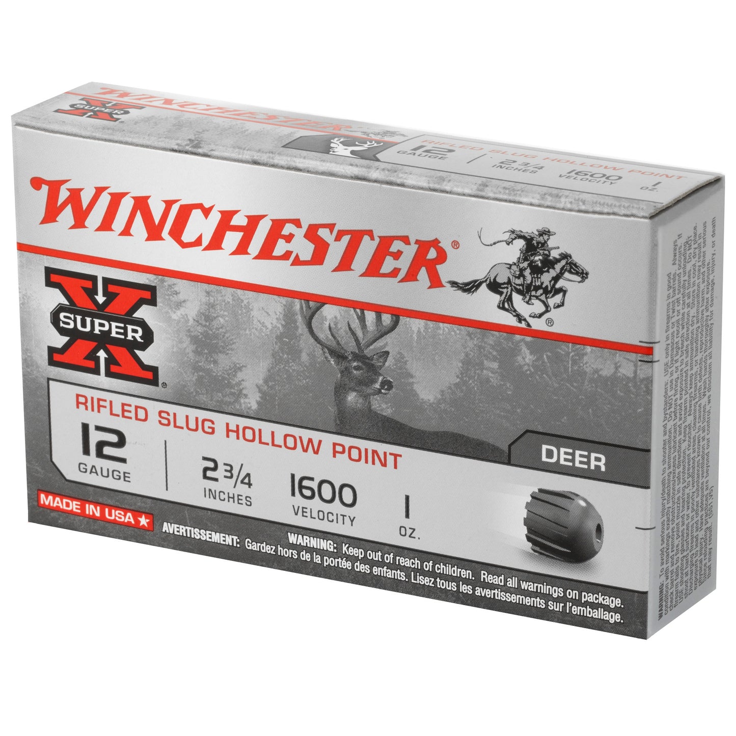 Winchester Ammunition Super-X 12 Gauge 2.75-Inch 1 oz Rifled Slug - Pack of 5