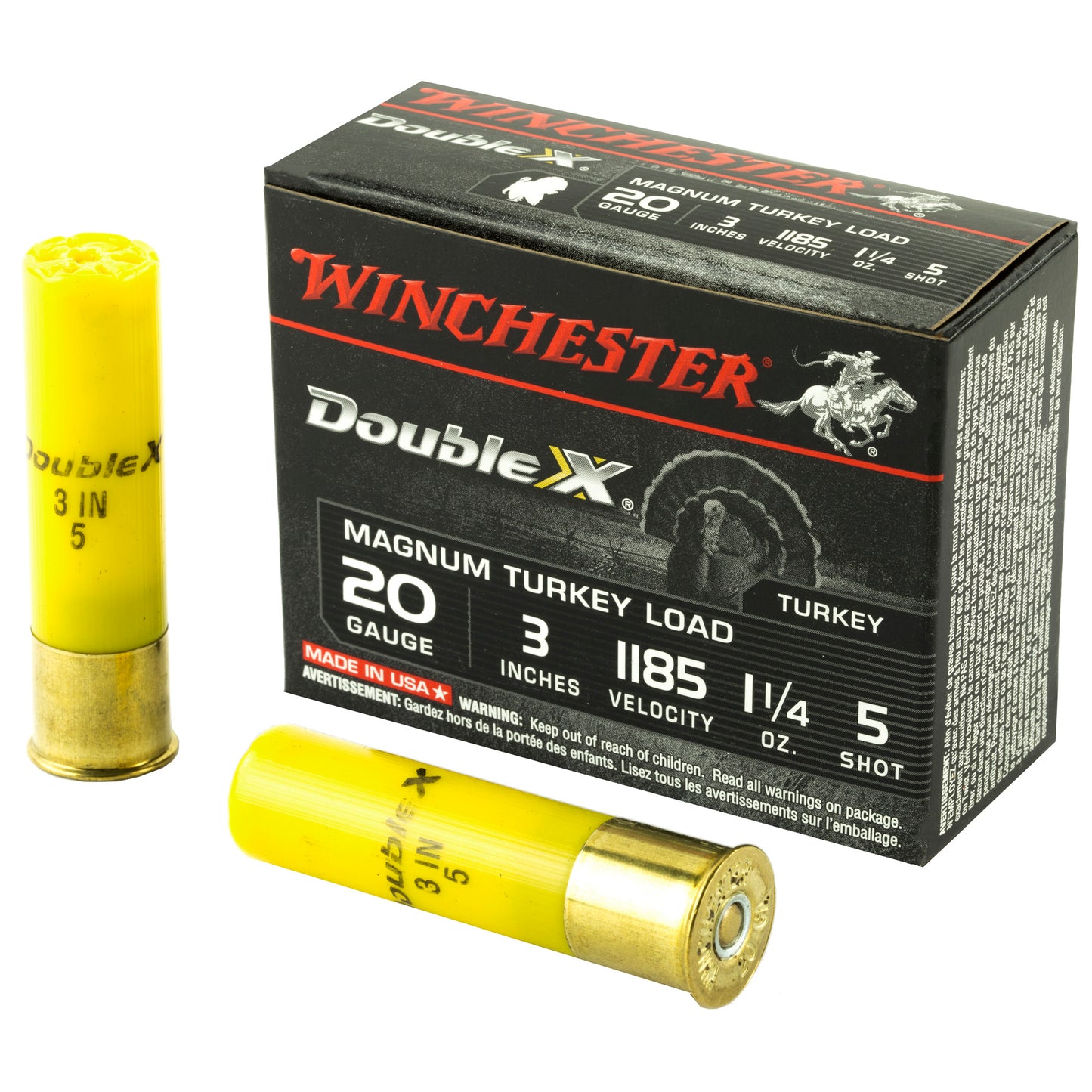 Winchester Ammunition Double X 20 Gauge Shotshells - 1 1/4 oz #5 Shot, High-Velocity Performance