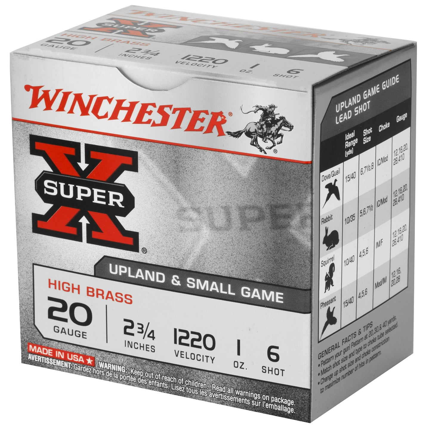 Winchester Ammunition Super-X 20 Gauge 2.75-Inch Shotshells, 1 oz #6 Shot (25 Rounds Per Box)