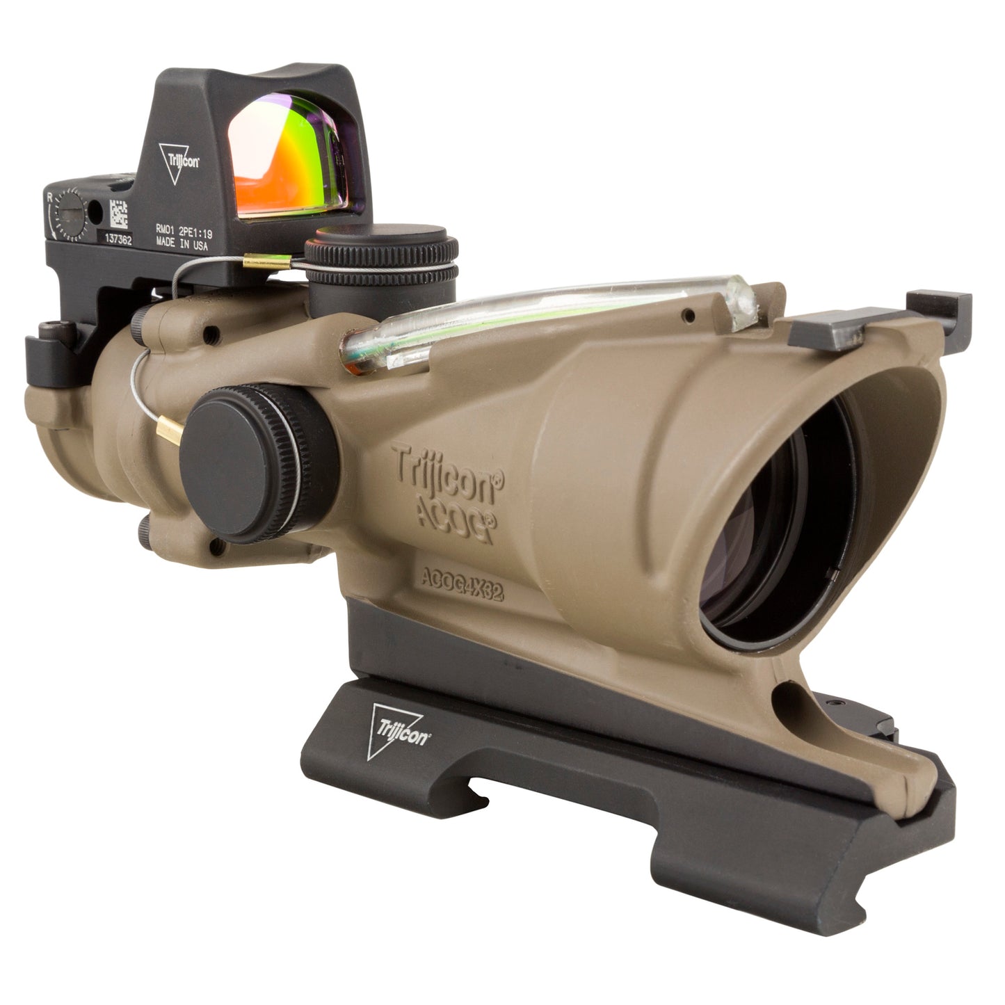 Trijicon ACOG 4x32 Green Crosshair Rifle Scope with RMR for Tactical Precision * Flat Dark Earth
