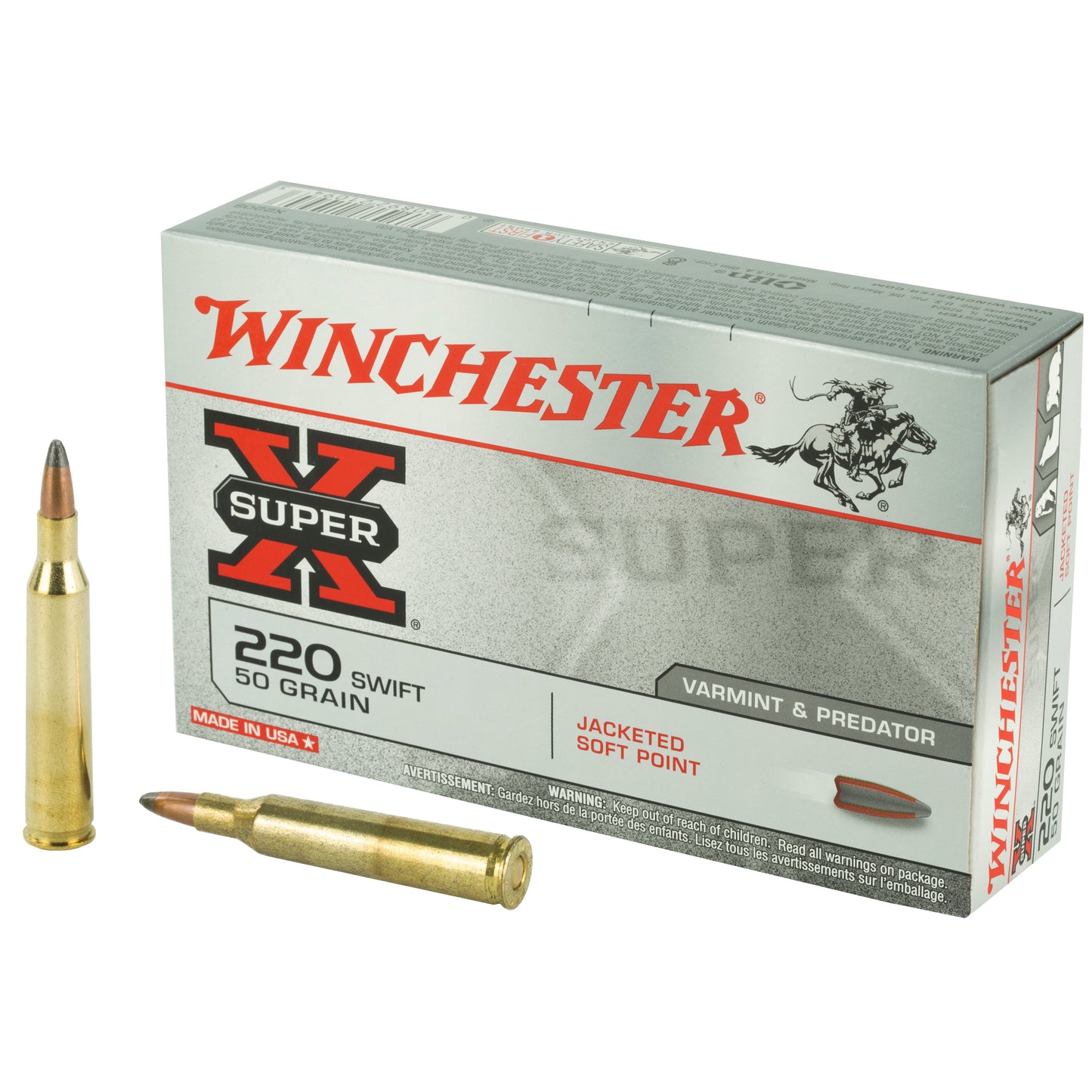 Winchester Ammunition Super-X 220 Swift 50 Grain Pointed Soft Point - 20 Rounds
