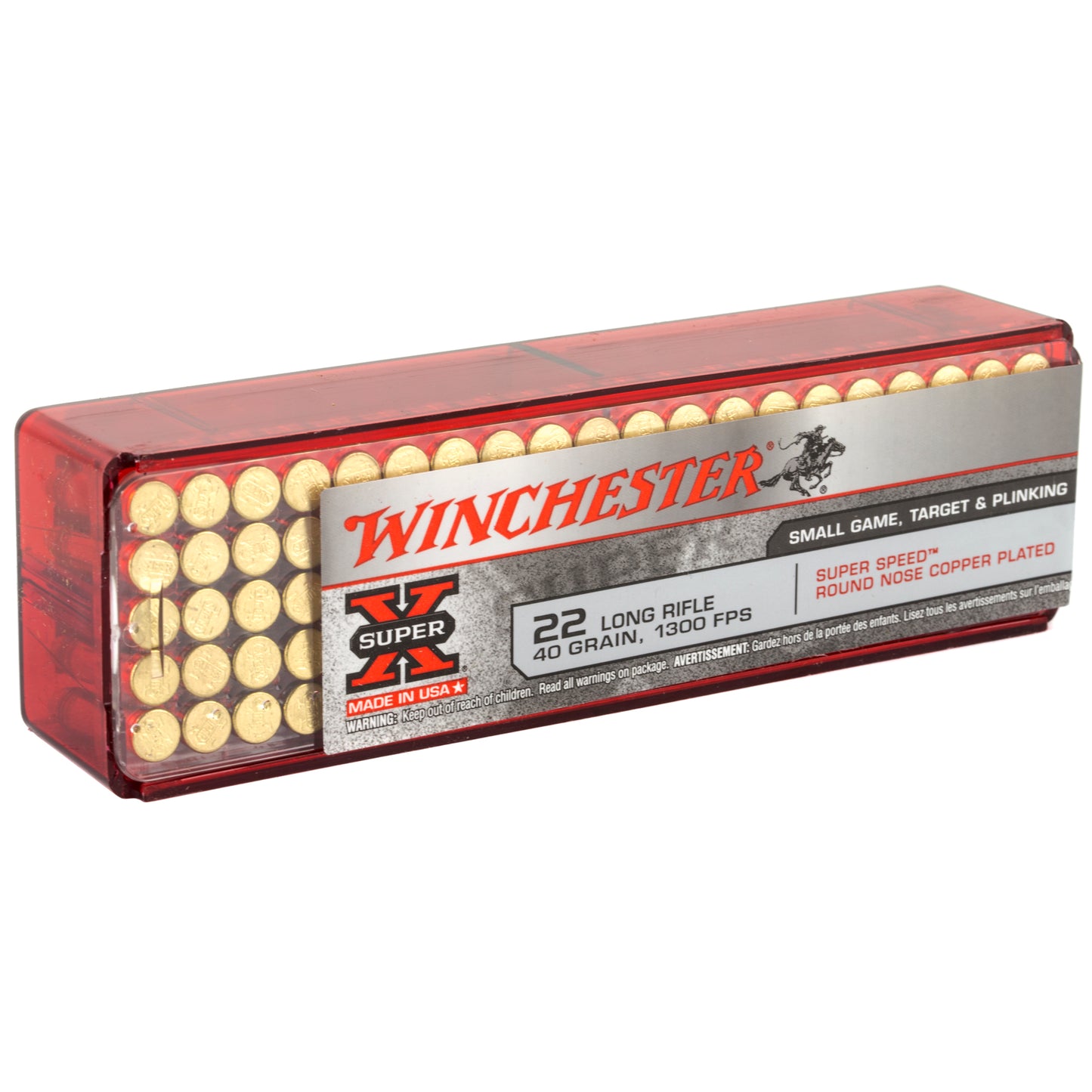Winchester Ammunition Super-X 22 LR Super Speed 40 Grain Plated Round Nose * 100 Rounds per Box