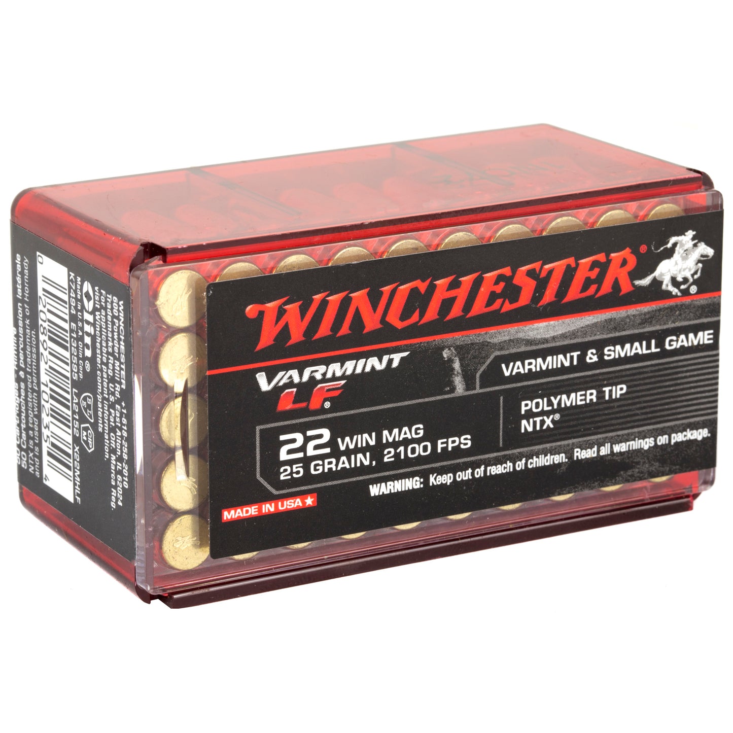 Winchester Ammunition Varmint LF 22 WMR 25-Grain NTX - Reliable Small Game and Varmint Ammo