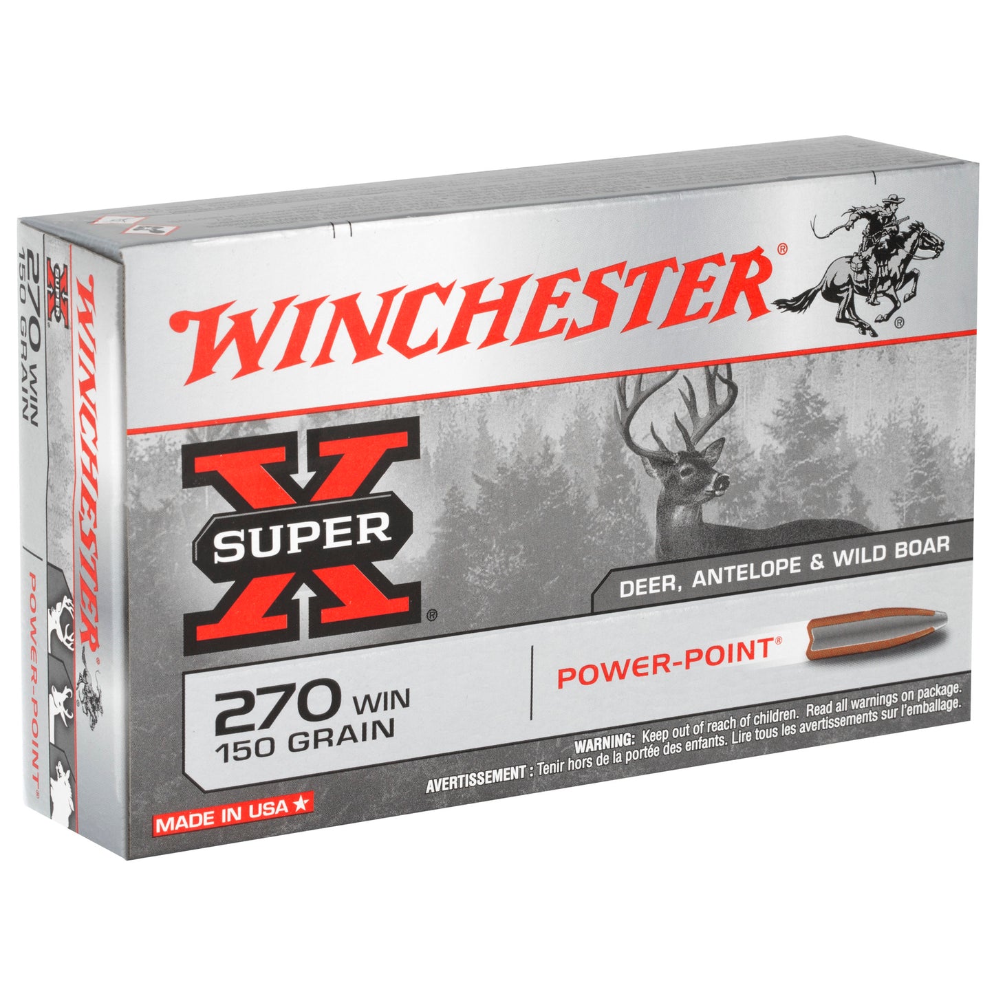 Winchester Ammunition Super-X Power Point .270 Winchester 150-Grain Hunting Ammo (20 Rounds per Box)