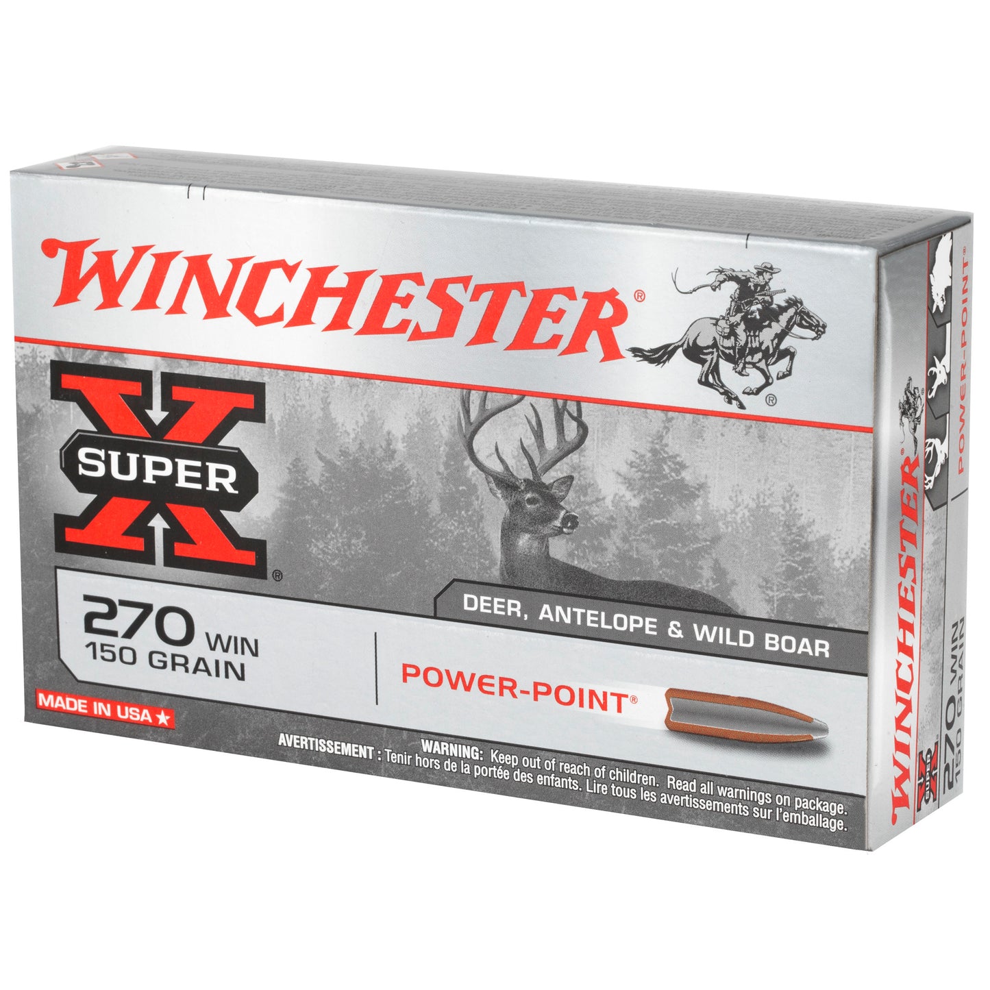 Winchester Ammunition Super-X Power Point .270 Winchester 150-Grain Hunting Ammo (20 Rounds per Box)