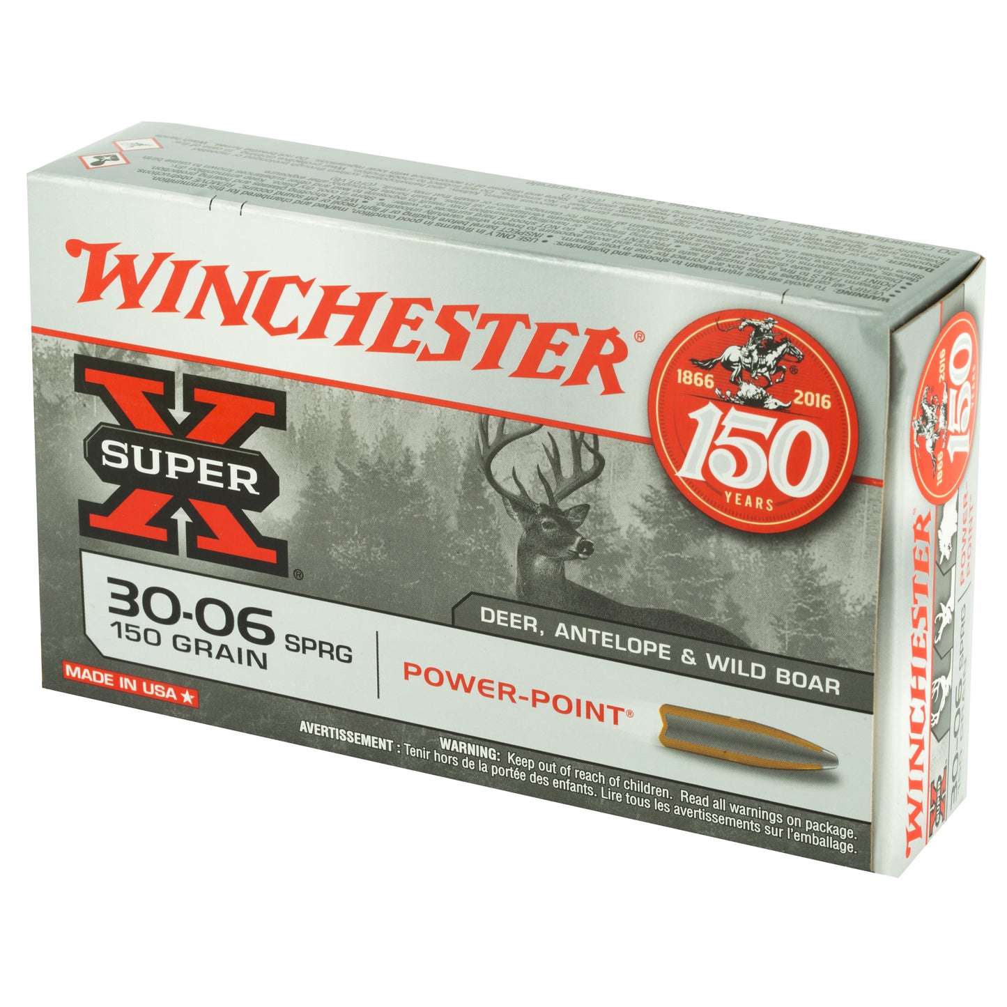 Winchester Ammunition Super-X Power-Point .30-06 Springfield 150-Grain Rifle Ammo (20 Rounds per Box)
