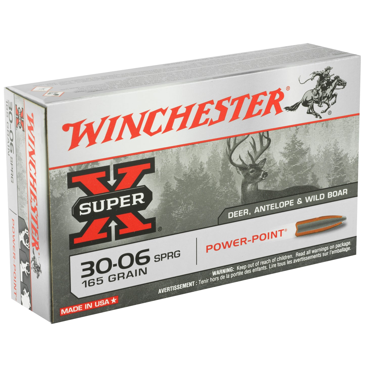 Winchester Ammunition Super-X Power-Point 30-06 Springfield 165 Grain Ammo - 20 Rounds per Box