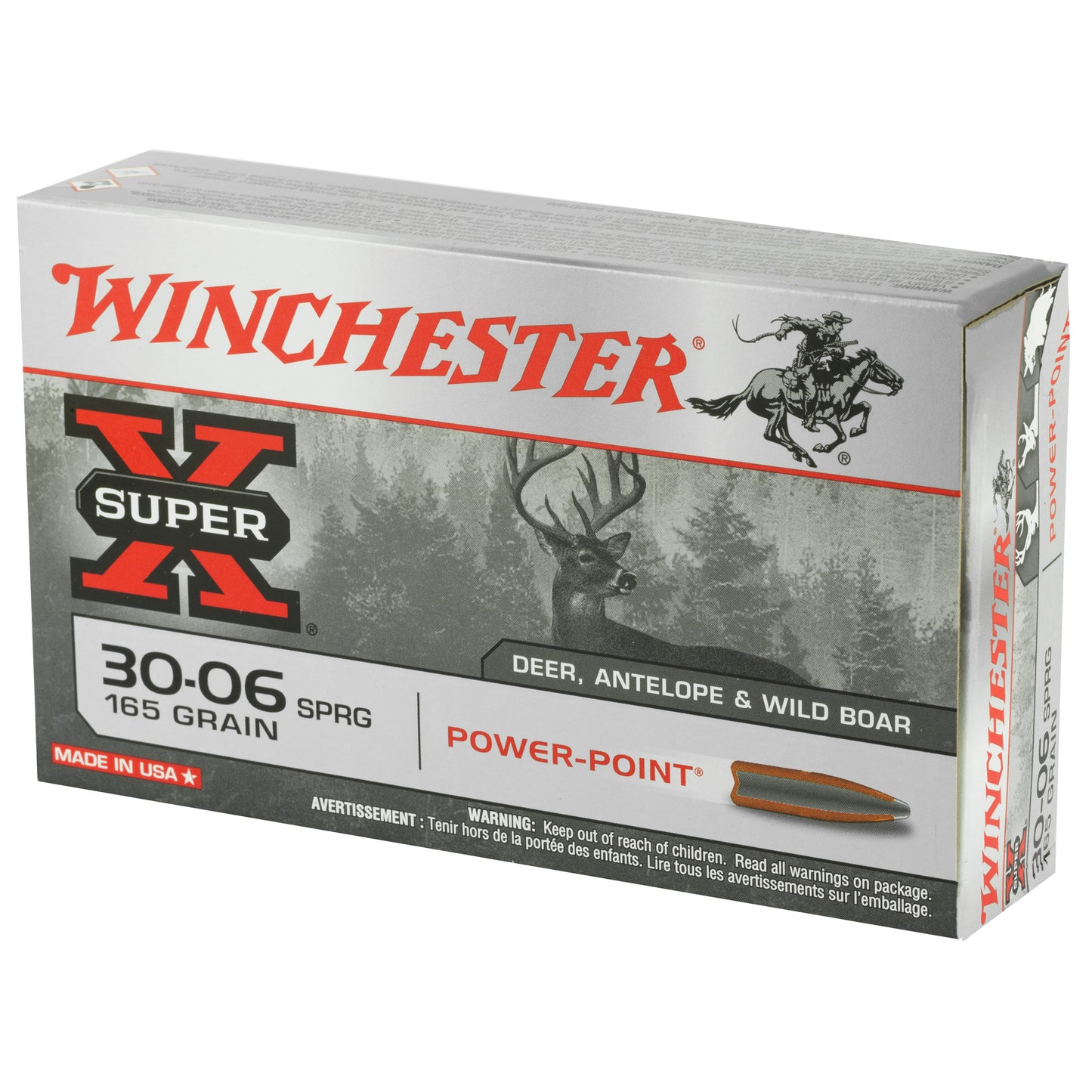 Winchester Ammunition Super-X Power-Point 30-06 Springfield 165 Grain Ammo - 20 Rounds per Box